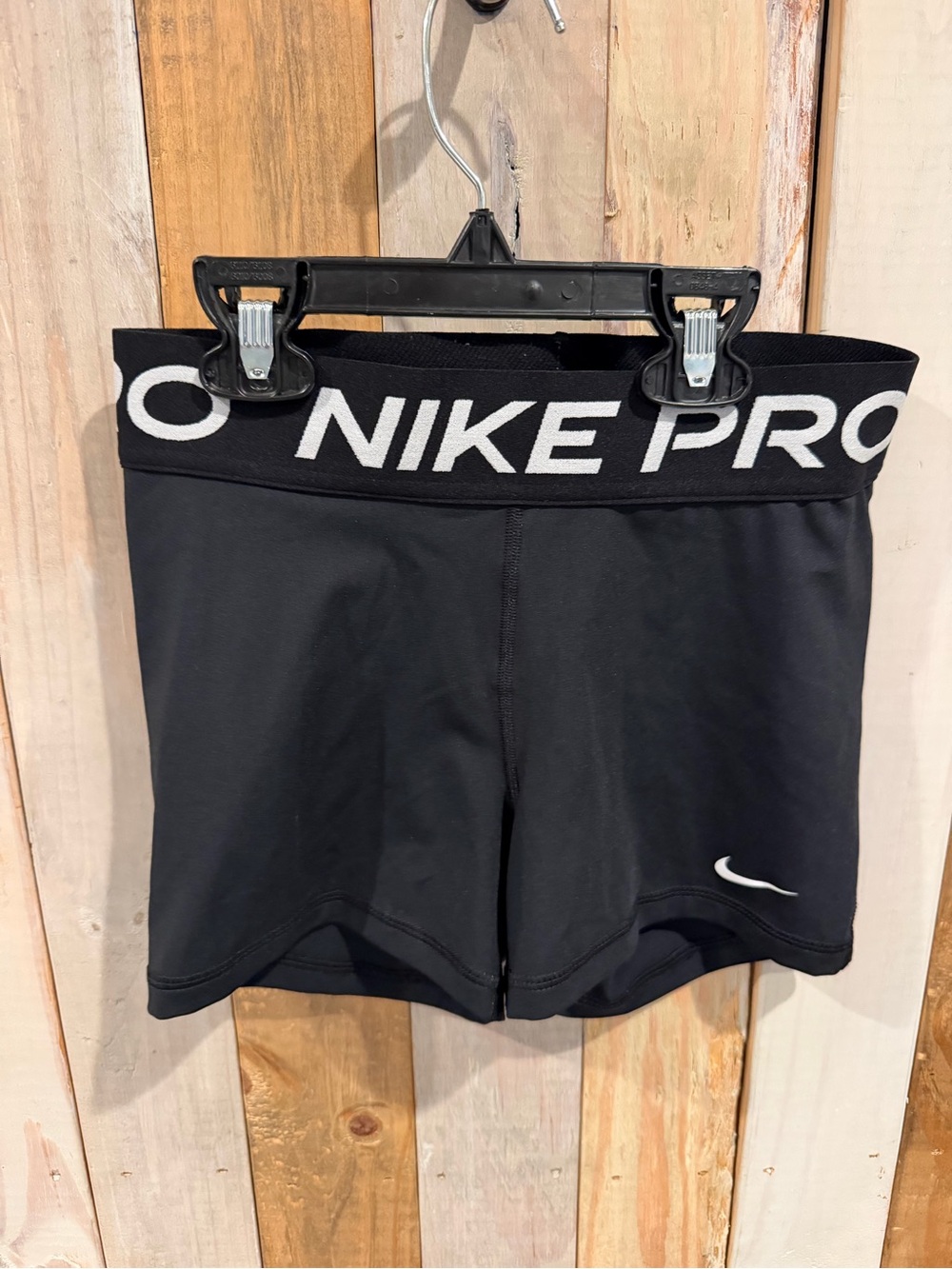 Nike Pro Black Athletic Compression Shorts with White Logo